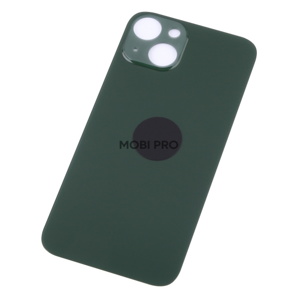 Задняя крышка для iPhone 13 (A2635) Зеленый (стекло, монолит, широкий вырез под камеру, логотип) - Премиум