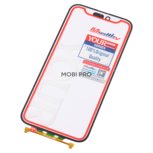 Стекло для переклейки MUSTTBY iPhone 15 Pro Max в сборе с тачскрином под восстановление и OCA 100% Черный (LG)