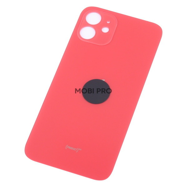Задняя крышка для iPhone 12 (A2403) Красный (стекло, широкий вырез под камеру, логотип)