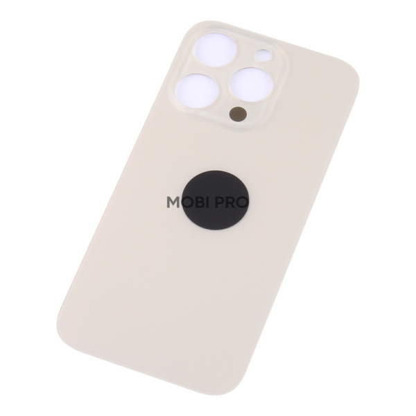 Задняя крышка для iPhone 14 Pro Золото (стекло, монолит, широкий вырез под камеру, логотип) - Премиум