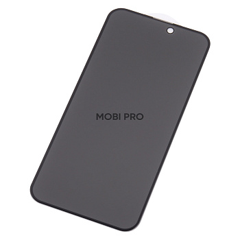 Защитное стекло "Антишпион" для iPhone 15 Pro Max Черный (Закалённое, полное покрытие)