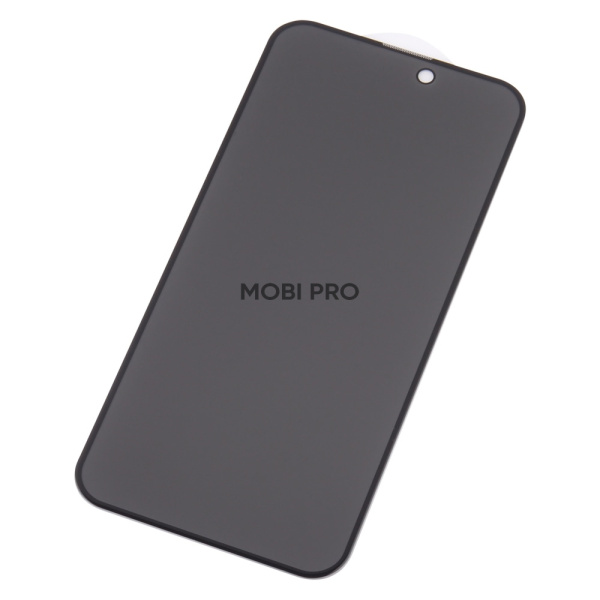 Защитное стекло "Антишпион" для iPhone 15 Pro Max Черный (Закалённое, полное покрытие)