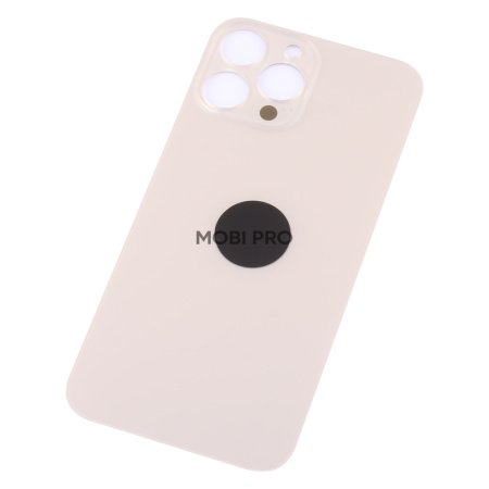 Задняя крышка для iPhone 13 Pro Max Золото (стекло, широкий вырез под камеру, логотип) - Премиум