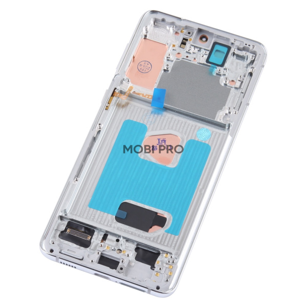 Дисплей для Samsung Galaxy S21+ (G996B) модуль с рамкой Серебро - (OLED) (Full Size)