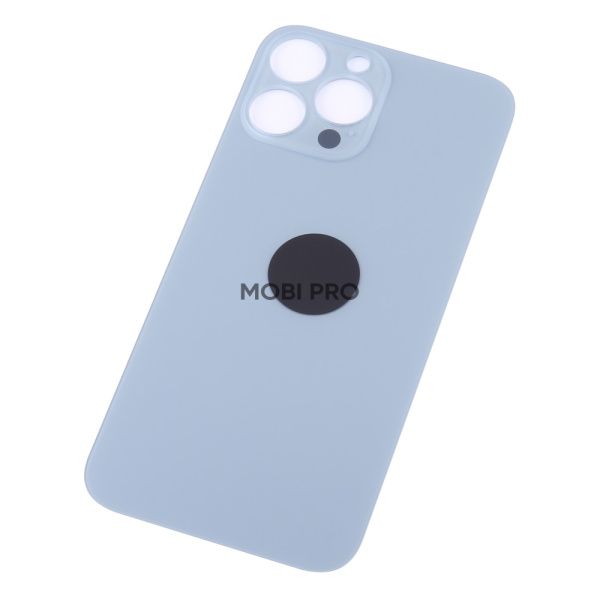 Задняя крышка для iPhone 13 Pro Max (A2645) Голубой (стекло, широкий вырез под камеру, логотип)