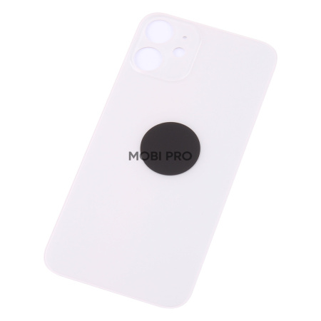 Задняя крышка для iPhone 12 mini Белый (стекло, широкий вырез под камеру, логотип) - Премиум