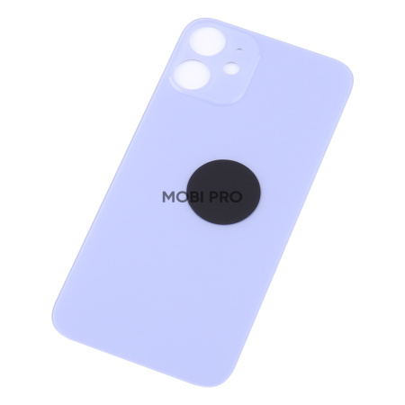 Задняя крышка для iPhone 12 mini Фиолетовый (стекло, широкий вырез под камеру, логотип) - Премиум