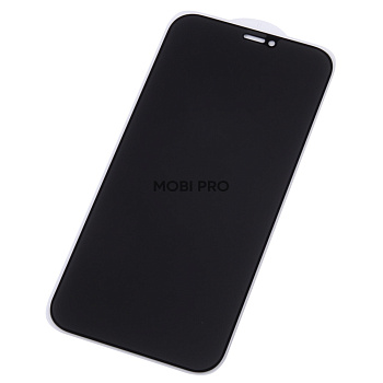 Защитное стекло "Антишпион" для iPhone 12/12 Pro Черный (Закалённое, полное покрытие)