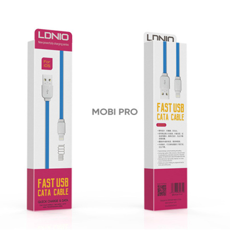 Кабель USB - Lightning (для iPhone) LDNIO XS-07A (плоский) Синий
