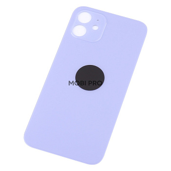 Задняя крышка для iPhone 12 (A2403) Фиолетовый (стекло, монолит, широкий вырез под камеру, логотип) - Премиум