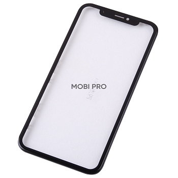 Стекло для переклейки iPhone Xr в сборе с рамкой и OCA пленкой Черный - OR (Mitsubishi)