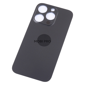 Задняя крышка для iPhone 14 Pro (A2891) Черный (стекло, монолит, широкий вырез под камеру, логотип) - Премиум