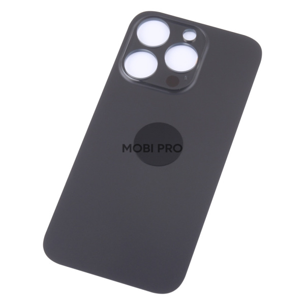 Задняя крышка для iPhone 14 Pro (A2891) Черный (стекло, монолит, широкий вырез под камеру, логотип) - Премиум