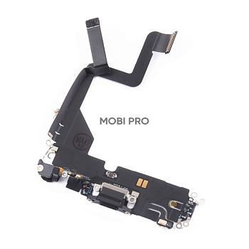 Шлейф для iPhone 14 Pro на системный разъем/микрофон Черный - Премиум