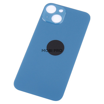 Задняя крышка для iPhone 13 (A2635) Синий (стекло, монолит, широкий вырез под камеру, логотип) - Премиум
