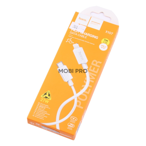 Кабель Type-C - Lightning Hoco X107 (3A, 27W, PD) Белый