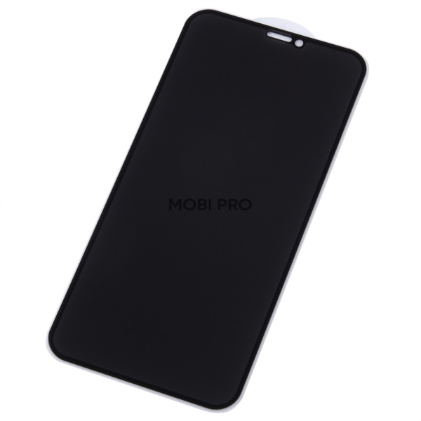 Защитное стекло "Антишпион" для iPhone Xr/11 Черный (Закалённое, полное покрытие)