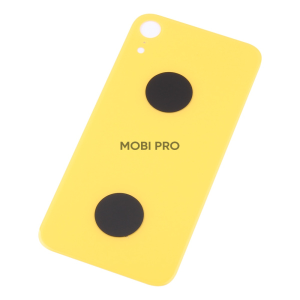 Задняя крышка для iPhone Xr Желтый (стекло, монолит, широкий вырез под камеру, логотип) - Премиум