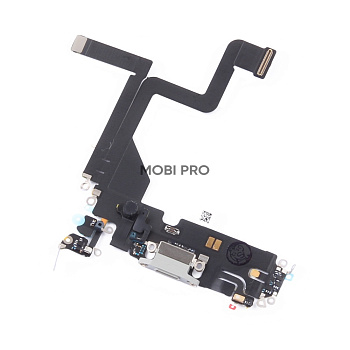 Шлейф для iPhone 14 Pro на системный разъем/микрофон Белый - Премиум