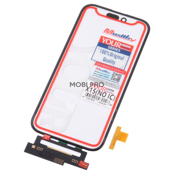 Стекло для переклейки MUSTTBY iPhone 15 в сборе с тачскрином и OCA без микросхемы 100% Черный