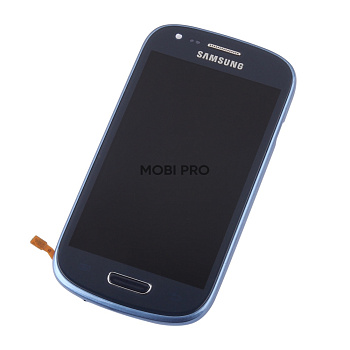 Дисплей для Samsung Galaxy S3 mini (I8190) модуль с рамкой Синий - (OR)