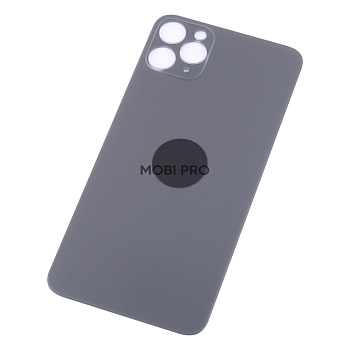 Задняя крышка для iPhone 11 Pro Max (A2218) Серый (стекло, широкий вырез под камеру, логотип)