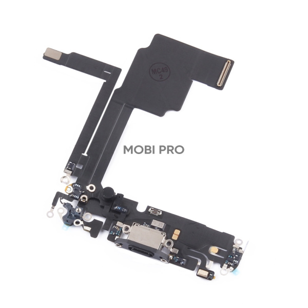 Шлейф для iPhone 15 Pro на системный разъем/микрофон Черный - Премиум