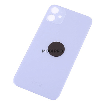 Задняя крышка для iPhone 11 (A2221) Фиолетовый (стекло, монолит, широкий вырез под камеру, логотип) - Премиум