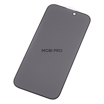 Защитное стекло "Антишпион" для iPhone 16 Pro/17 Черный (Закалённое, полное покрытие)