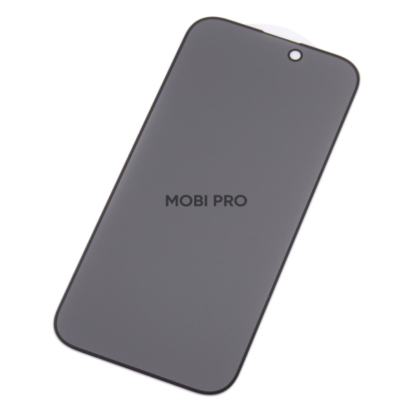 Защитное стекло "Антишпион" для iPhone 16 Pro/17 Черный (Закалённое, полное покрытие)