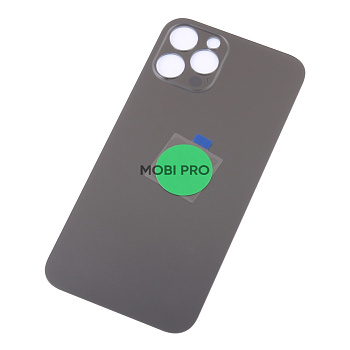 Задняя крышка для iPhone 12 Pro (A2407) Серый (стекло, монолит, широкий вырез под камеру, логотип) - Премиум