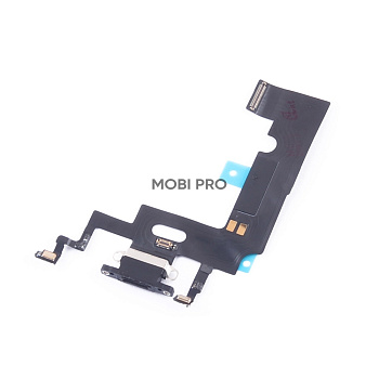 Шлейф для iPhone Xr (A2105) на системный разъем/микрофон Черный - Премиум