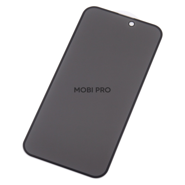 Защитное стекло "Антишпион" для iPhone 15 Plus Черный (Закалённое, полное покрытие)