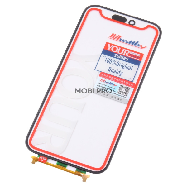 Стекло для переклейки MUSTTBY iPhone 15 Pro в сборе с тачскрином под восстановление и OCA 100% Черный (SAM)