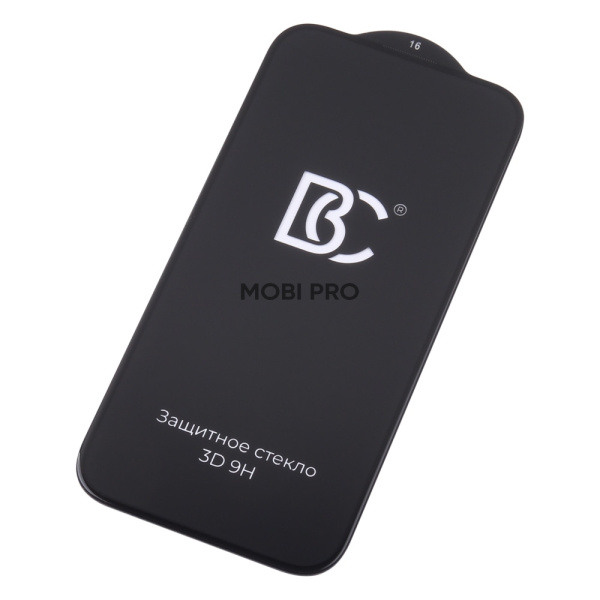 Защитное стекло "Премиум" для iPhone 16 Черный (Закалённое+, полное покрытие)