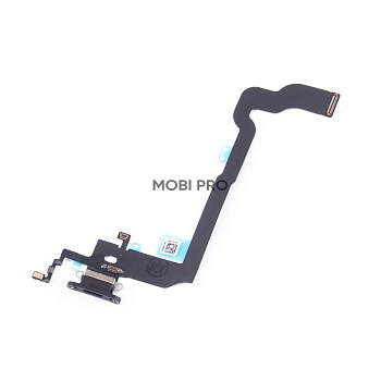 Шлейф для iPhone X (A1865/A1901) на системный разъем/микрофон Черный - Премиум