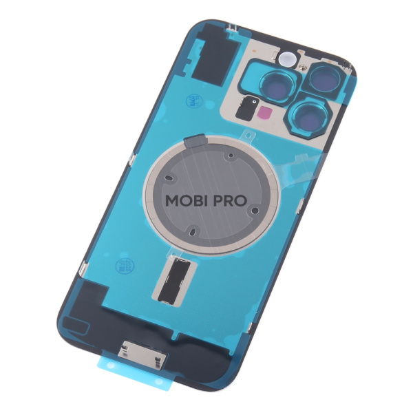 Задняя крышка для iPhone 16 Pro Max в сборе со стеклом камеры Белый (стекло, монолит, MagSafe, логотип) - Премиум