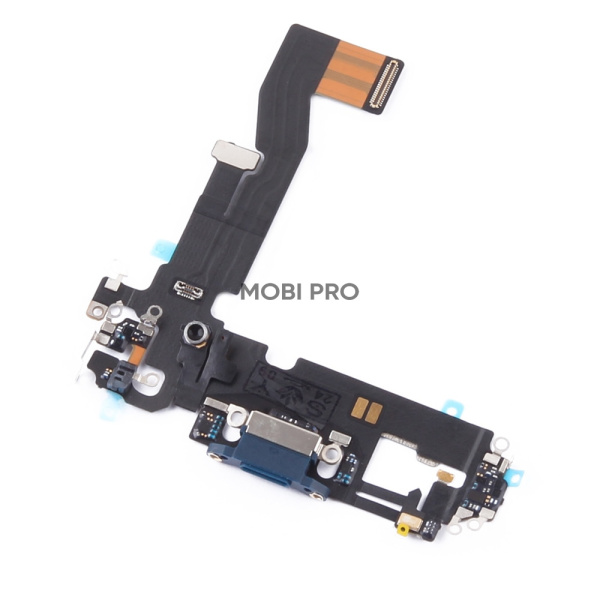 Шлейф для iPhone 12/12 Pro (A2403/A2407) на системный разъем/микрофон Синий - Премиум