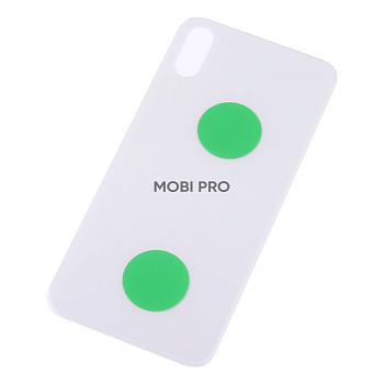 Задняя крышка для iPhone X (A1865/A1901) Белый (стекло, монолит, широкий вырез под камеру, логотип) - Премиум
