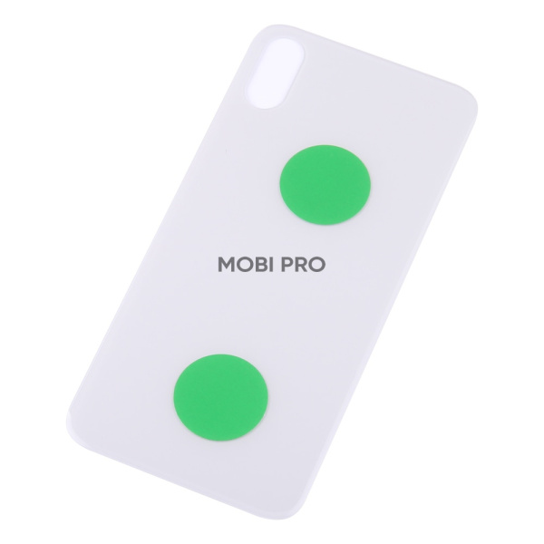 Задняя крышка для iPhone X (A1865/A1901) Белый (стекло, монолит, широкий вырез под камеру, логотип) - Премиум