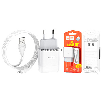 Сетевое зарядное устройство USB Hoco C72A (10.5W, кабель Lightning) Белый