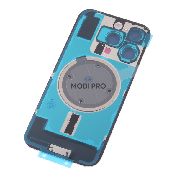 Задняя крышка для iPhone 16 Pro в сборе со стеклом камеры Бежевый (стекло, монолит, MagSafe, логотип) - Премиум