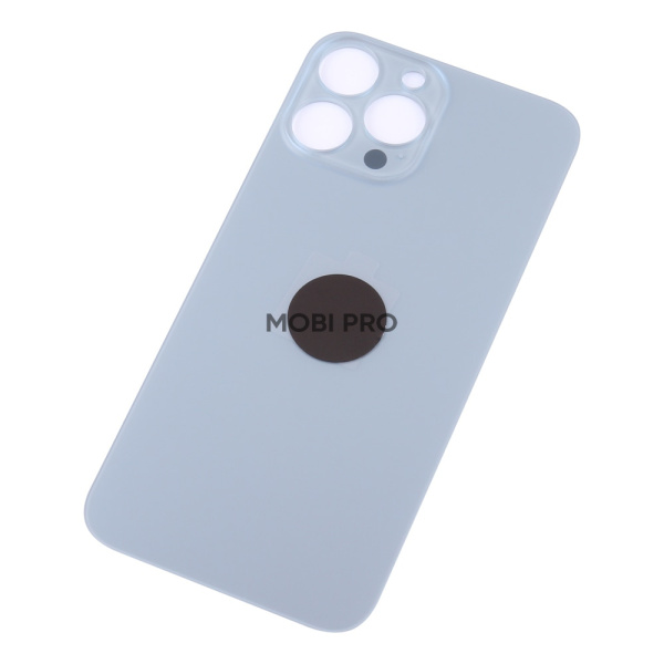 Задняя крышка для iPhone 13 Pro Max (A2645) Голубой (стекло, монолит, широкий вырез под камеру, логотип) - Премиум