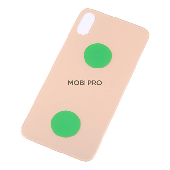 Задняя крышка для iPhone Xs (A2097/A1920) Золото (стекло, монолит, широкий вырез под камеру, логотип) - Премиум