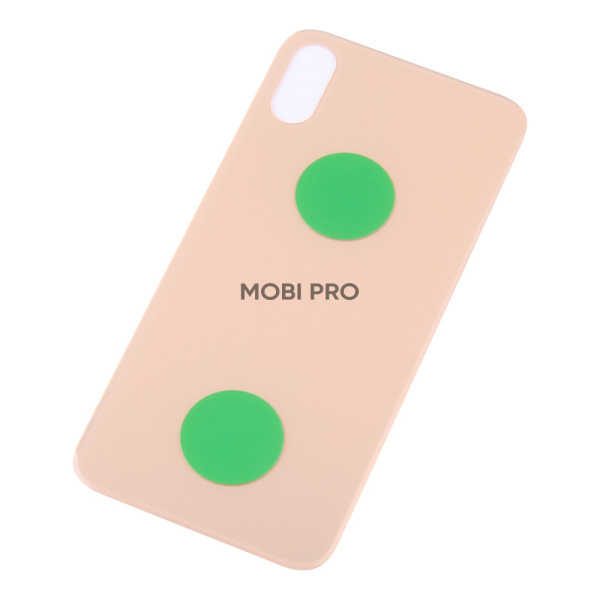 Задняя крышка для iPhone Xs (A2097/A1920) Золото (стекло, монолит, широкий вырез под камеру, логотип) - Премиум