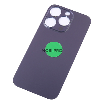 Задняя крышка для iPhone 14 Pro (A2891) Темно-фиолетовый (стекло, монолит, широкий вырез под камеру, логотип) - Премиум