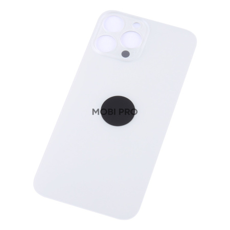 Задняя крышка для iPhone 13 Pro Max Белый (стекло, широкий вырез под камеру, логотип) - Премиум