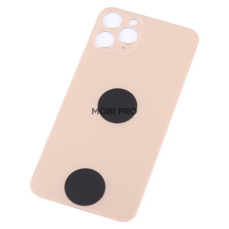 Задняя крышка для iPhone 11 Pro Золото (стекло, широкий вырез под камеру, логотип) - Премиум