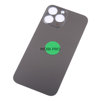 Задняя крышка для iPhone 13 Pro Max (A2645) Серый (стекло, монолит, широкий вырез под камеру, логотип) - Премиум