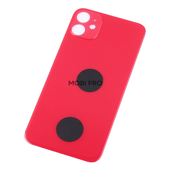 Задняя крышка для iPhone 11 (A2221) Красный (стекло, монолит, широкий вырез под камеру, логотип) - Премиум